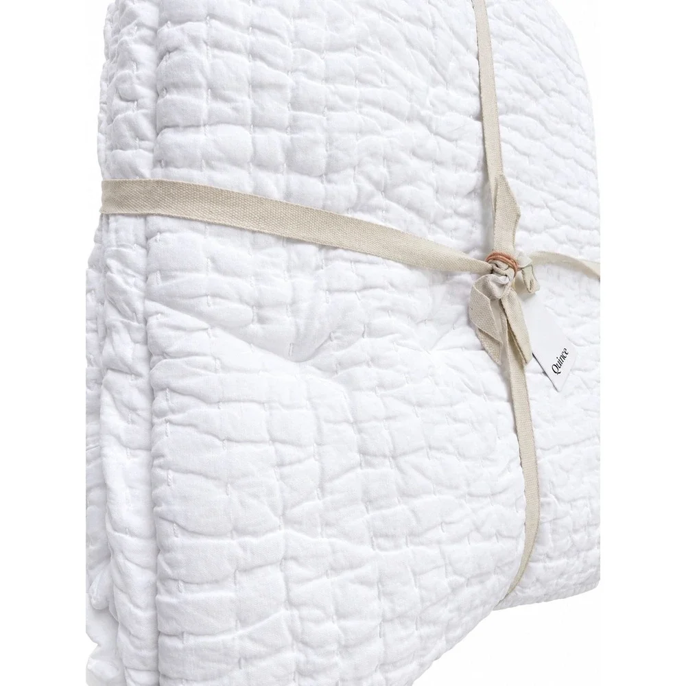 Quince Quilt Set King White Cotton Hand Stitched 2 Shams New